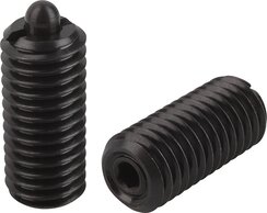 Federnde Druckstücke mit Innensechskant und Druckstift, Stahl