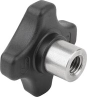 Kreuzgriffe Kunststoff hochtemperaturbeständig mit vorstehender Stahlbuchse