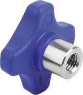 Kreuzgriffe Kunststoff visuell-detektierbar mit vorstehender Stahlbuchse