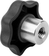 Sterngriffe Kunststoff metall-detektierbar mit vorstehender Stahlbuchse