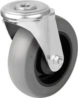 Stahlblech-Lenkrollen mit Rückenloch mit Weichgummireifen