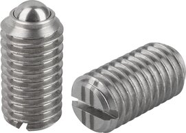 Federnde Druckstücke mit Schlitz und Kugel, Edelstahl, inch