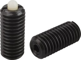 Federnde Druckstücke mit Innensechskant und Druckstift aus POM, Stahl, inch