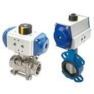 Válvulas de esfera acionadas pneumaticamente e válvulas de aba borboleta