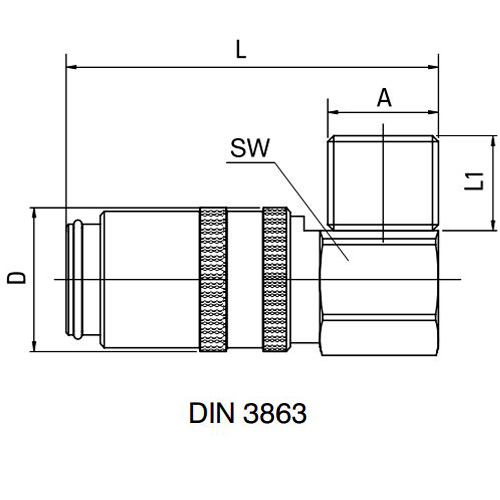 Acoplamento 90 ° Rosca Macho