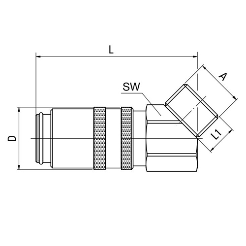 Acoplamento 45 ° Rosca Macho