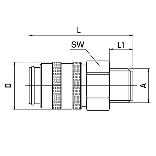 Acoplamento Rosca Macho Versão Curta