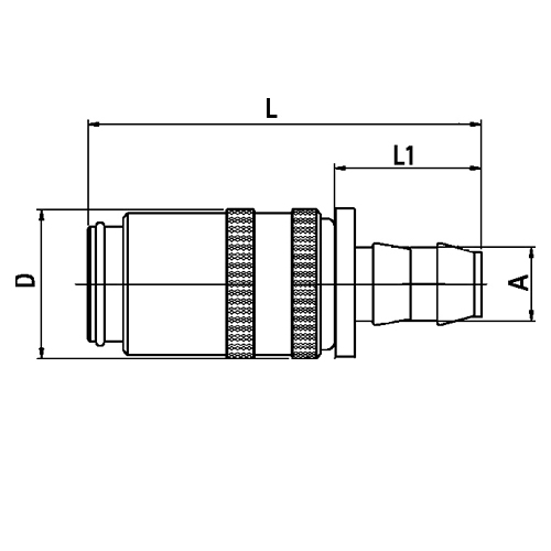 Acoplamento Push Lock, Recto