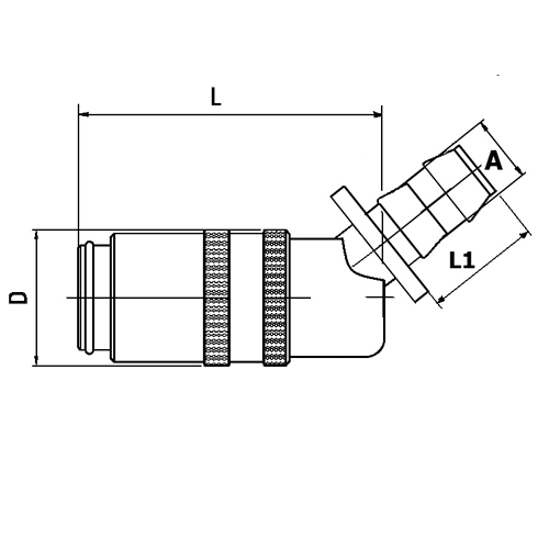 Acoplamento Push Lock, 45°