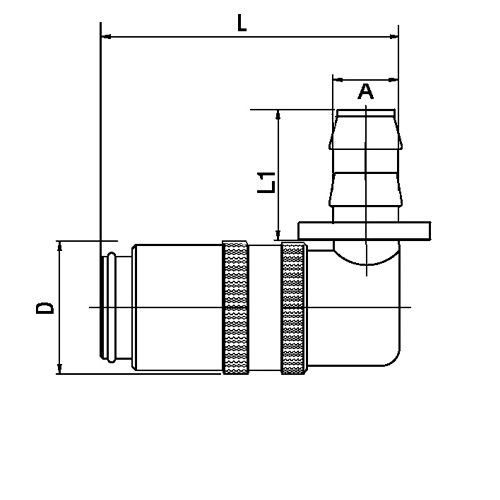 Acoplamento Push Lock, 90°