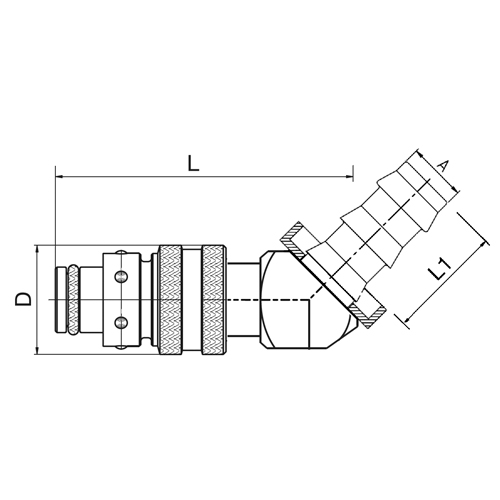 Acoplamento de Mangueira, Push Lock, 45º
