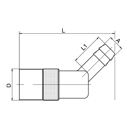 Acoplamento 45 ° Mangueira