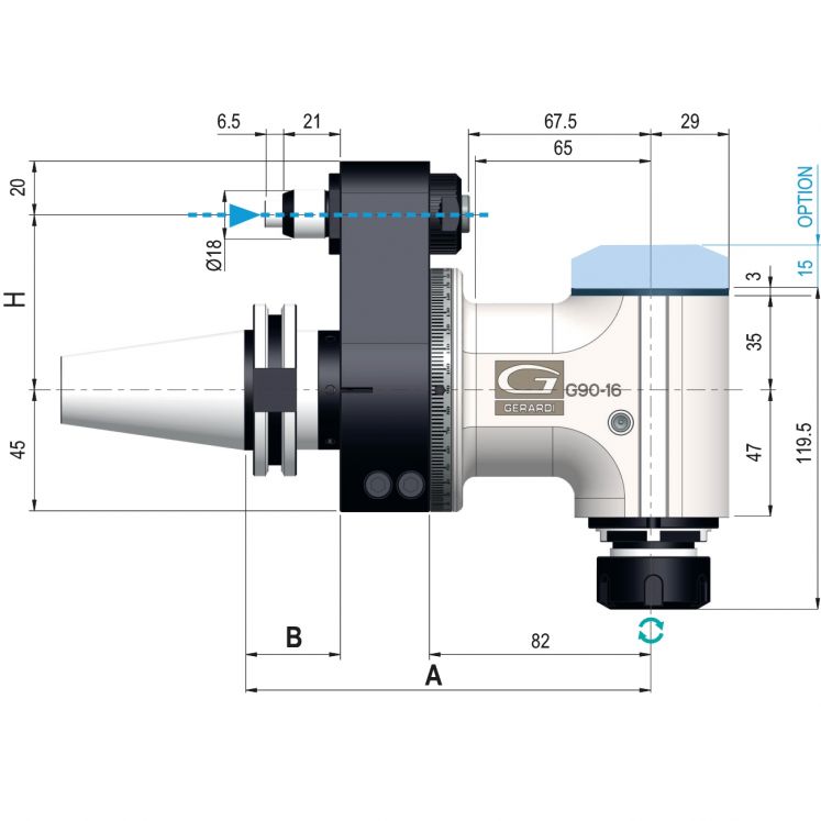 CABEçA DE âNGULO INTEGRAL GERARDI G90-16 - G90-20