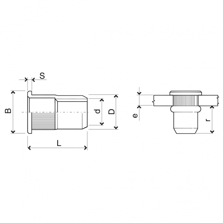 INSERTOS ROSCADOS COM CABEçA REDONDA EM AçO FAR F8480