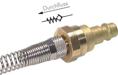 Bujões de acoplamento com porca de união, proteção contra curvatura e válvula de retenção, NW 7,2
