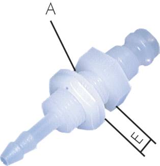 Bujões de acoplamento feitos de POM - PVDF com conexão de mangueira e rosca de antepara, NW 5