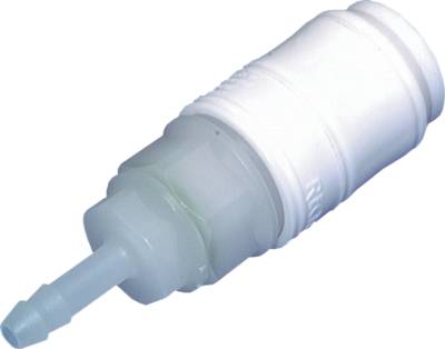 Soquetes de acoplamento feitos de POM - PVDF com conexão de mangueira, NW 7,2