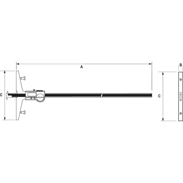 Alpa - Paquímetro de Profundidade IP67 Megaline c/ Caixa de Madeira