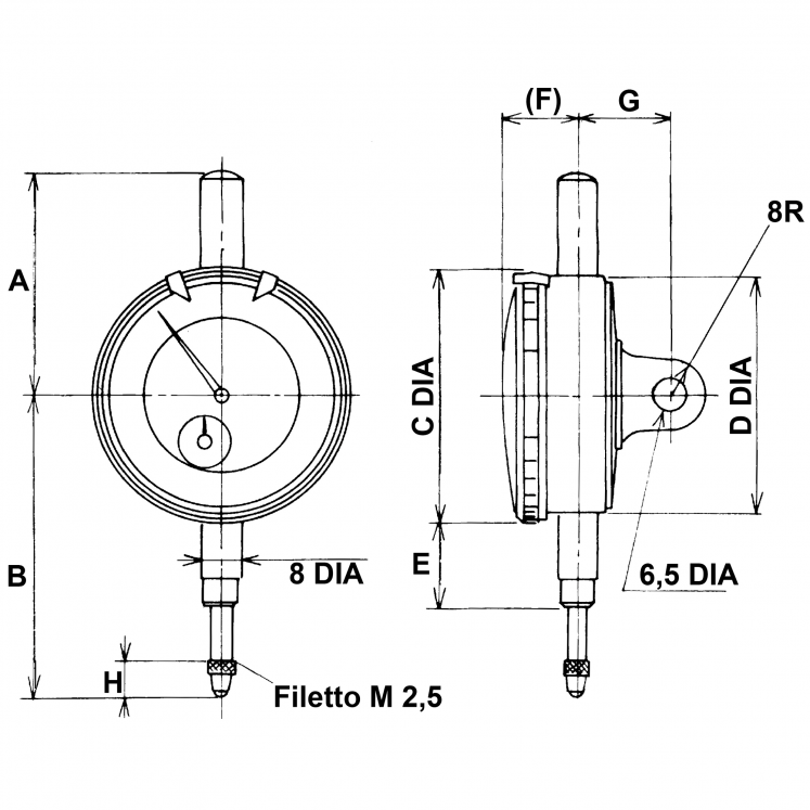Alpa - Comparador Milimétrico Ø58mm