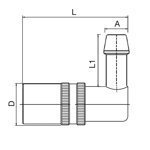 Acoplamento 90 ° Mangueira com Válvula