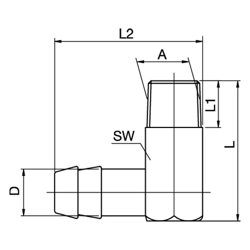 Adaptador Mangueira 90º Rosca Macho