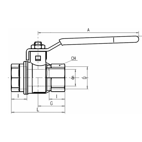 Válvula de esfera, alavanca, fêmea x fêmea
