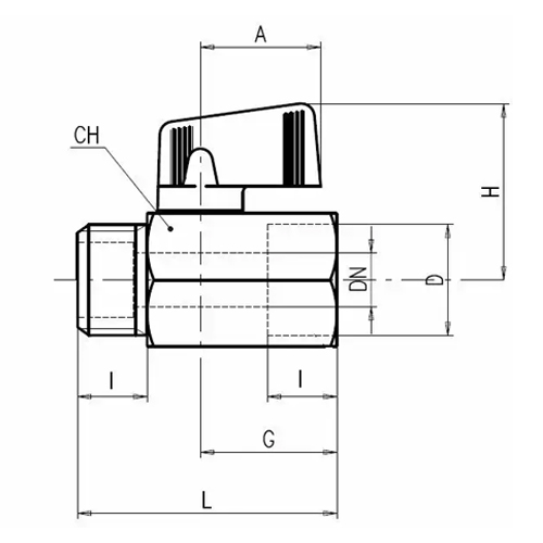 Válvula de esfera, mini, macho x fêmea