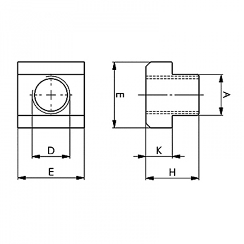 PORCA RANHURAS T Porca Ranhurada - Forma T