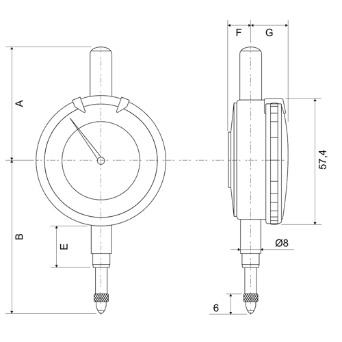 Alpa - Comparador Centesimal Ø58mm