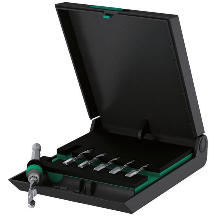 WERA 847/7 SET OF COMBINED THREADED-DRILLING TAP BITS WITH HEXAGONAL DRIVE 1/4"