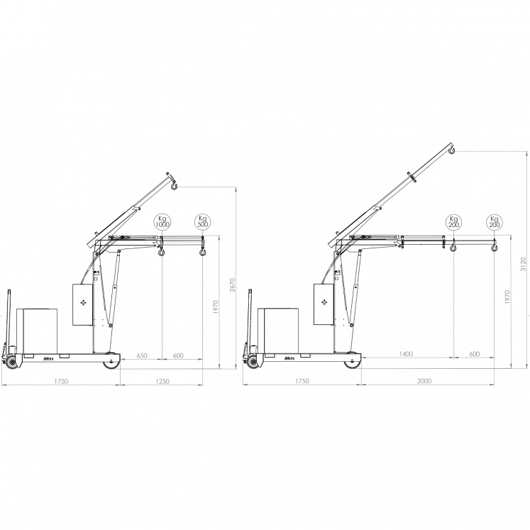 B-HANDLING CANTILEVER CRANE WITH LIFTING AND ELECTRIC EXTENSION M9450