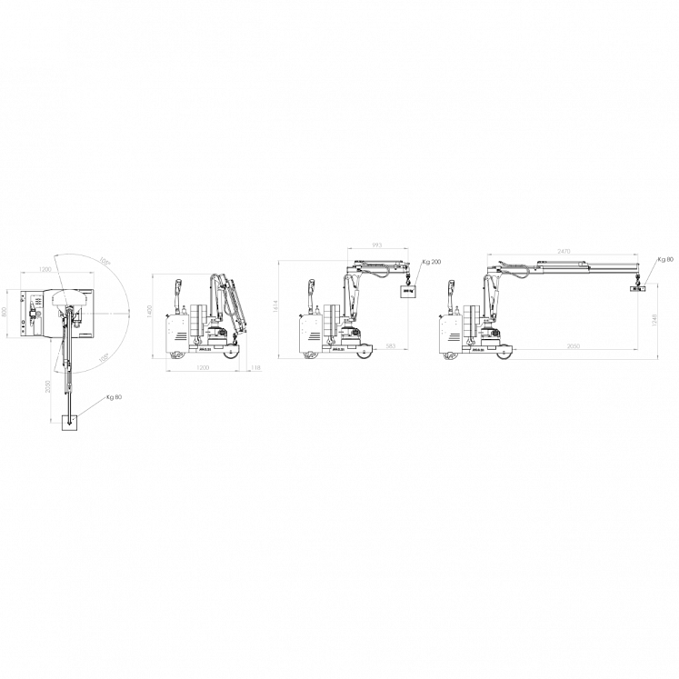B-HANDLING MOTORIZED CRANES ROTATING AT 210 º BALLASTED M9460