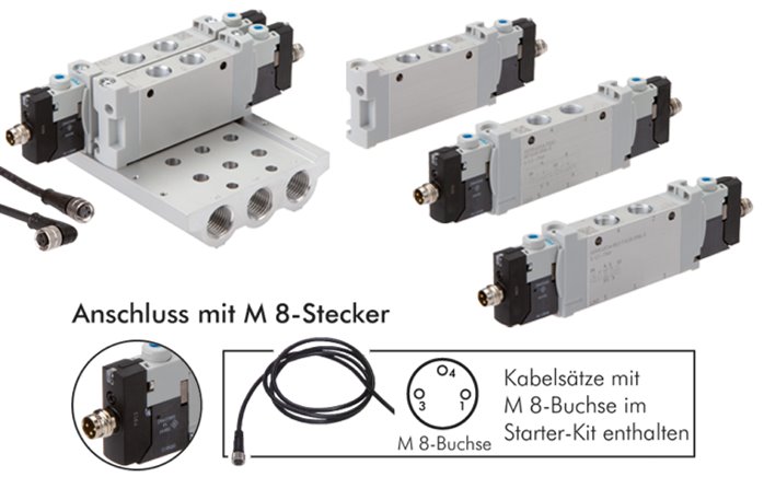 Kits de arranque Válvulas solenóides Festo G 1/8", Serie VUVG LK14