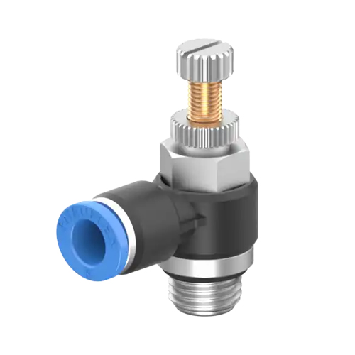 Conector Angular Macho - Controlo de fluxo - Válvula de saída - JSC