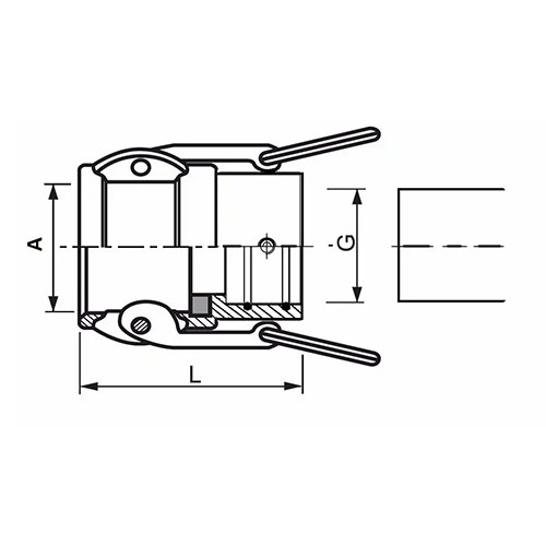 ACOPLAMENTO DE ALAVANCA DE ENCAIXE FÊMEA TIPO D
