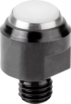 Pendelauflagen, Form D, mit Außengewinde, Kugel abgeflacht, mit Einsatz aus POM