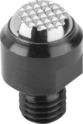 Pendelauflagen, Form F, mit Außengewinde, Kugel abgeflacht, mit Riffelung