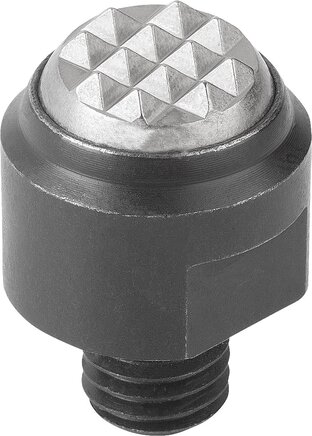 Pendelauflagen, Form M, mit Außengewinde, Kugel abgeflacht, mit Riffelung