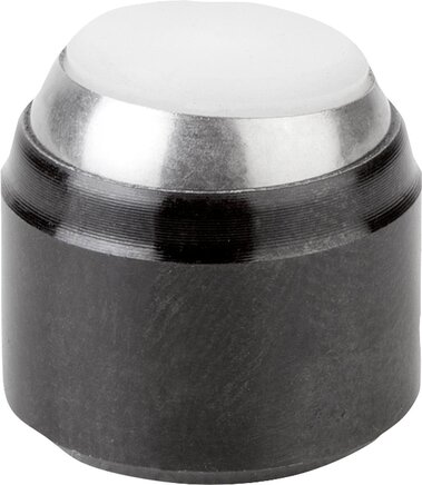 Pendelauflagen, Form H, mit Passungsaufnahme, Kugel abgeflacht, mit Einsatz aus POM