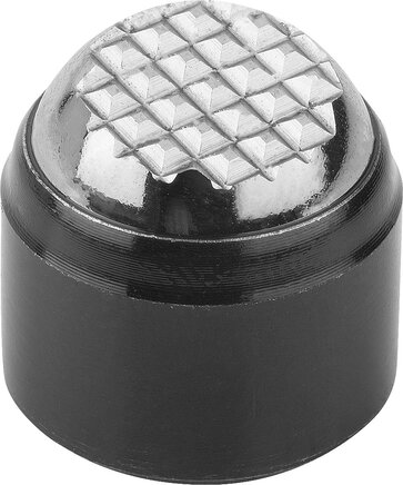 Pendelauflagen, Form J, mit Passungsaufnahme, Kugel abgeflacht, mit Riffelung