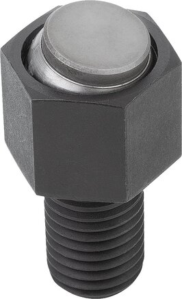 Pendelauflagen verstellbar, mit O-Ring und auswechselbaren Einsätzen, Form E, Edelstahleinsatz abgeflacht, plan