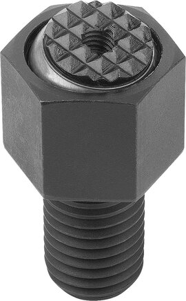 Pendelauflagen verstellbar, mit O-Ring und auswechselbaren Einsätzen, Form F, Gripper abgeflacht, mit Riffelung