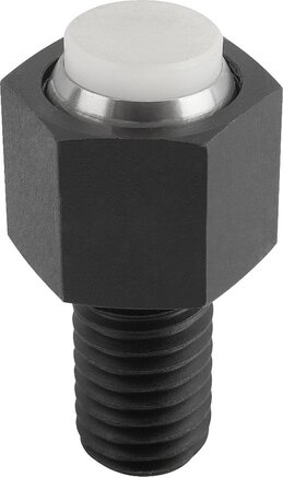 Pendelauflagen verstellbar, mit O-Ring und auswechselbaren Einsätzen, Form K, POM-Einsatz abgeflacht, plan