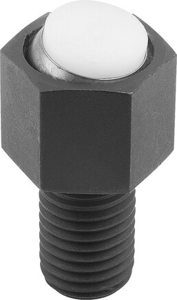 Pendelauflagen verstellbar, mit O-Ring und auswechselbaren Einsätzen, Form K, POM-Einsatz abgeflacht, plan