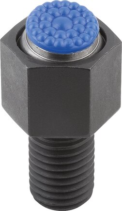 Pendelauflagen verstellbar, mit O-Ring und auswechselbaren Einsätzen, Form P, Edelstahleinsatz mit Polyurethan-Oberfläche