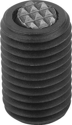 Pendelauflagen verstellbar, mit O-Ring und Innensechskant Form F, Stahlkugel abgeflacht, mit Riffelung