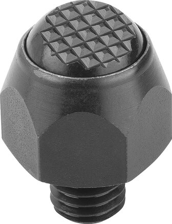 Pendelauflagen Neigungswinkel 12, Form F mit Außengewinde, Kugel abgeflacht, mit Riffelung