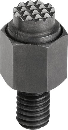 Pendelauflagen, selbsttätig rückschwenkend, Form F, mit Außengewinde, Kugel abgeflacht, mit Riffelung