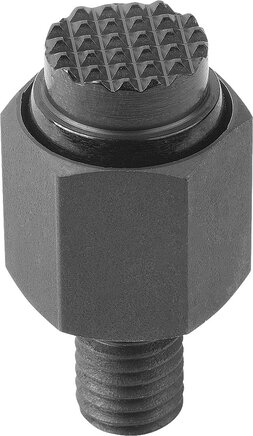 Pendelauflagen, selbsttätig rückschwenkend, Form F, mit Außengewinde, Kugel abgeflacht, mit Riffelung