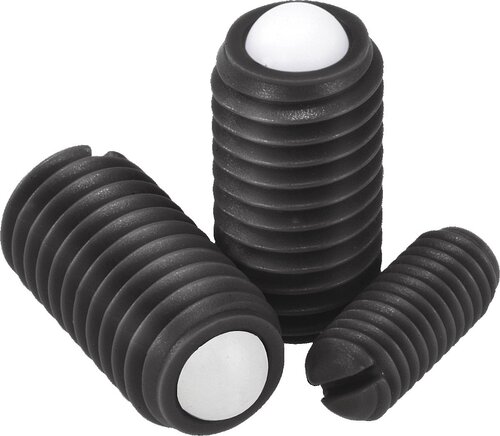 Federnde Druckstücke mit Schlitz und Kugel aus POM